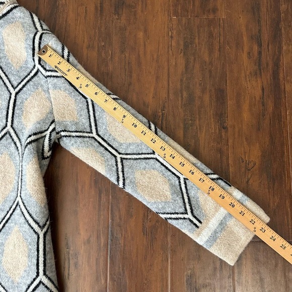 NWOT ORIANA Wool Blend Knit Sweater Coat Multi Geometric Print ITALY MADE - Picture 12 of 12